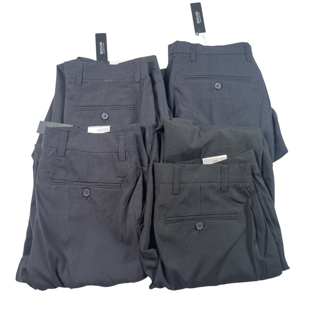 Bogari Mens Dress Pants Lot of 4 32x31 Black NWT Work Office Career Bundle
